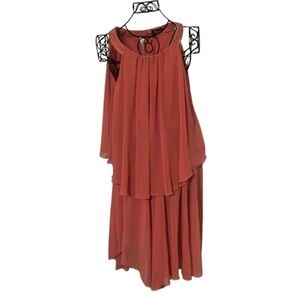 Stile Benetton sleeveless tiered shift dress Sz M Pink Sequin